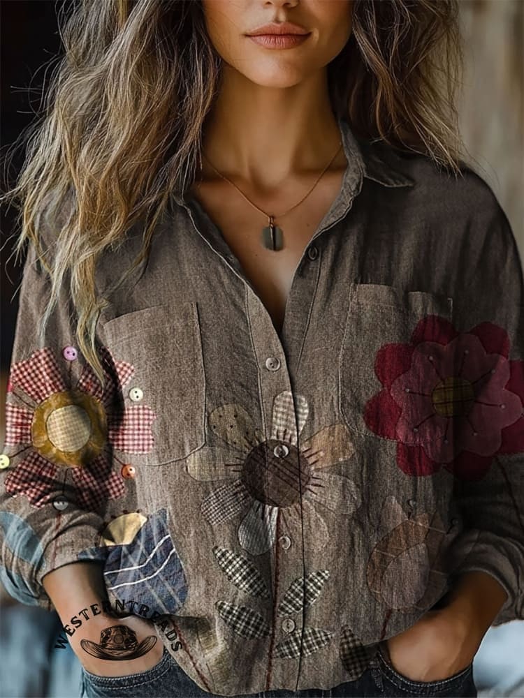 🔥Hot Sale🔥Vintage Floral Print Casual Cotton Sweatshirt