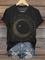 Star Moon Art Print Casual T-shirt