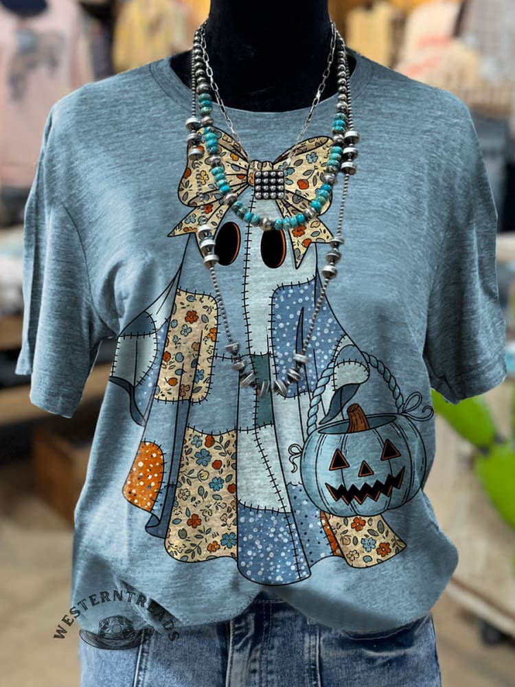 Halloween Ghost Art Print Casual T-shirt