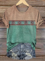Vintage Aztec Art Print Casual T-shirt