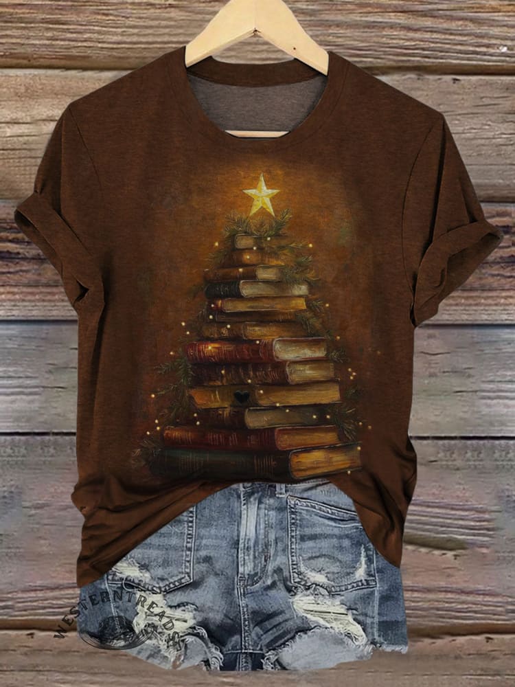 Vintage Christmas Art Print Casual T-shirt