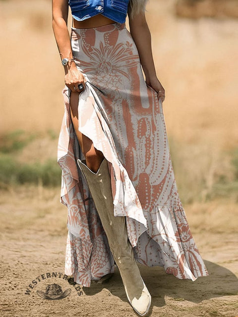 Cactus Printed Casual Skirt