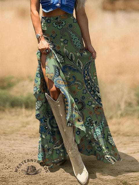 Paisley Printed Casual Skirt