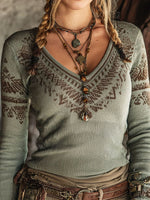 Vintage Prints Casual Pullover Sweater