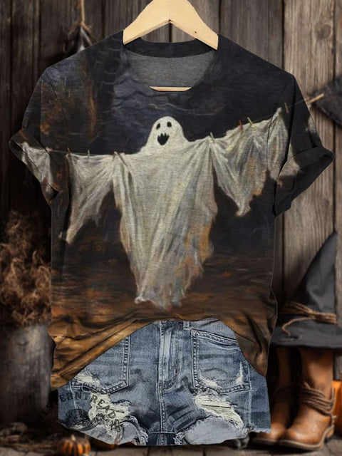Halloween Ghost Art Print Casual T-shirt