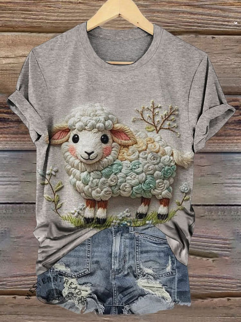 Sheep Art Print Casual T-shirt
