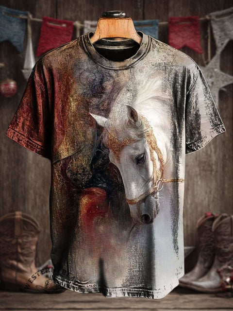 Horse Art Print Casual T-shirt