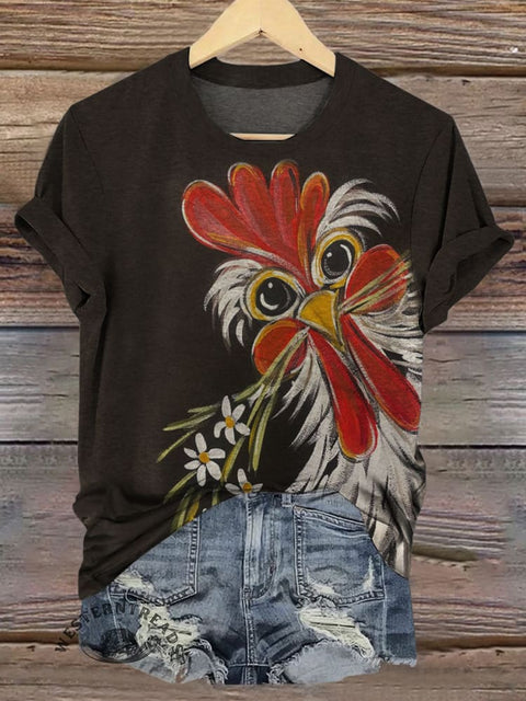 Farm Chicken Art Print Casual T-shirt