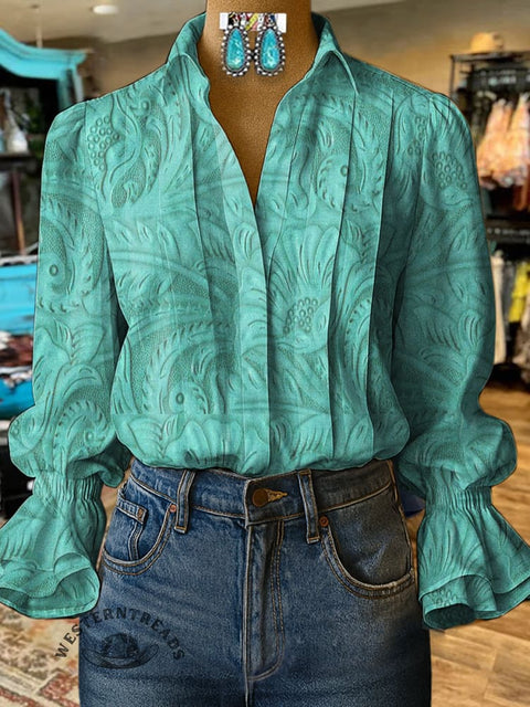 Art Print Casual  Cotton And Linen Shirt