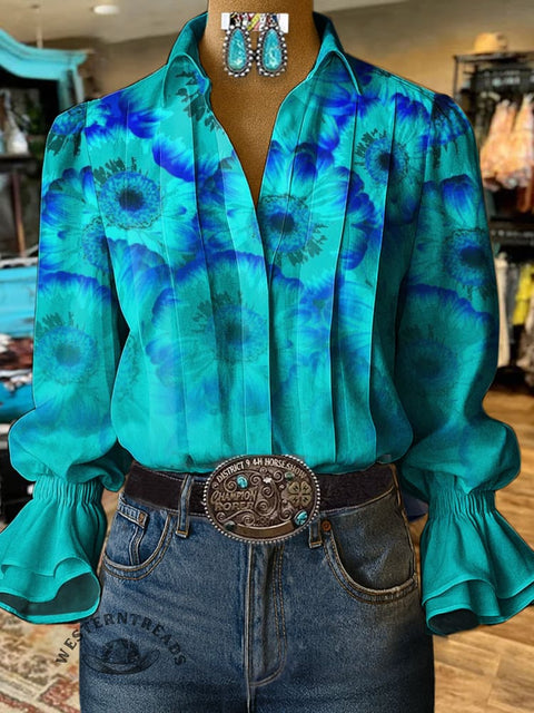 Art Print Casual Cotton And Linen Shirt