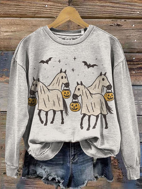 West Halloween Art Print Casual Cotton Sweatshirt