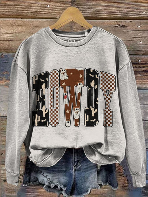 West Halloween Print Casual Cotton Sweatshirt