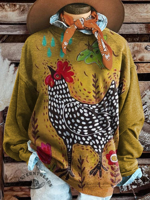 Farm Animal Art Print Casual Cotton Sweatshirt
