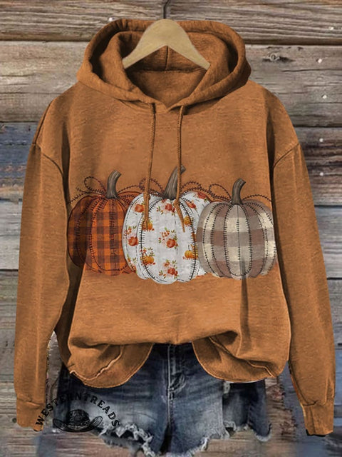 Pumpkin Art Print Cotton Casual Hoodie Sweatshirt