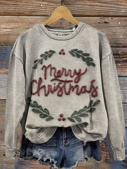 Christmas Print Casual Cotton Sweatshirt