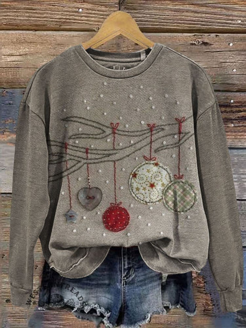 Christmas Print Casual Cotton Sweatshirt