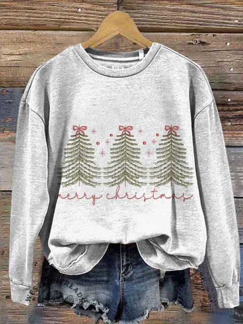 Christmas Print Casual Cotton Sweatshirt