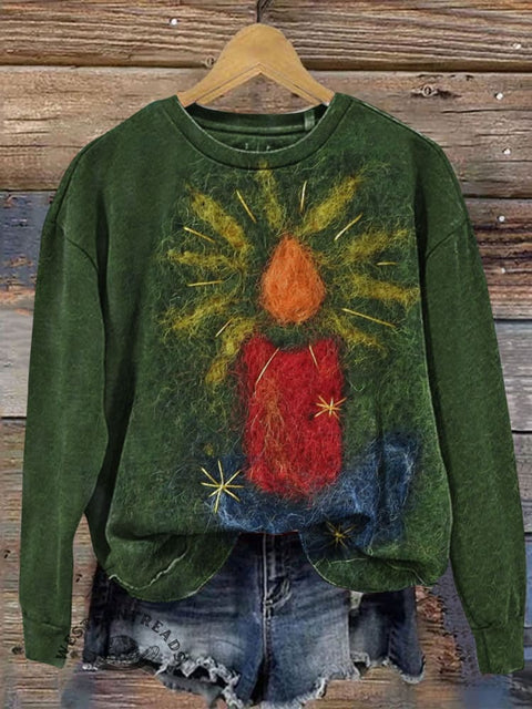Christmas Art Prints Casual Cotton Sweatshirt