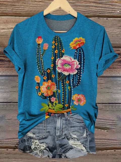 Cactus Print Casual T-shirt