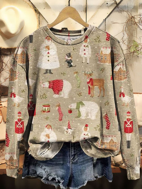 Christmas Art Prints Casual Cotton Sweatshirt