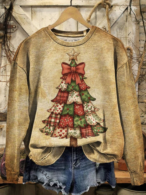 Christmas Art Prints Casual Cotton Sweatshirt