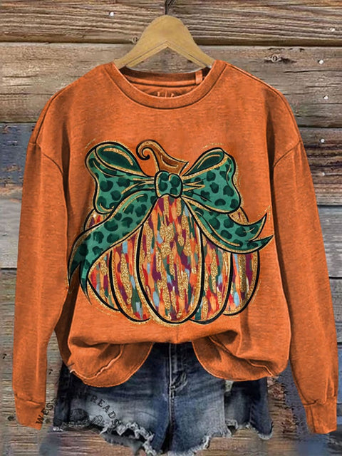 Pumpkin Art Prints Casual Cotton Sweatshirt