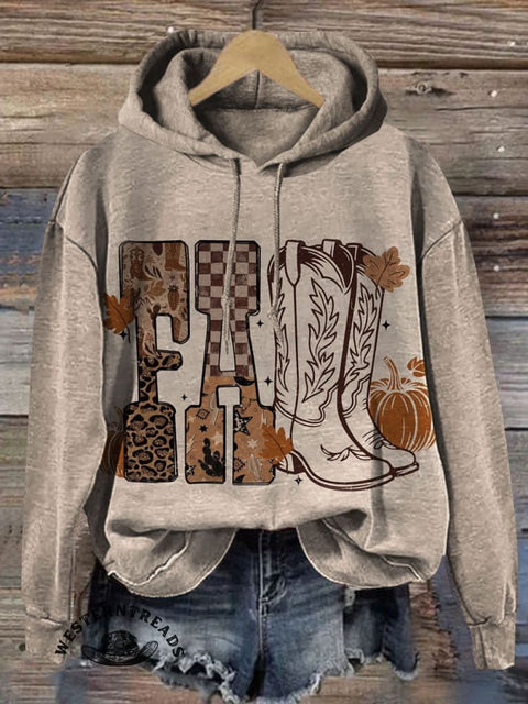 Western Fall Art Print Cotton Casual Hoodie Sweatshirt
