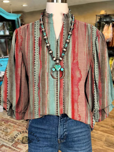 Stripe Art Printed Casual Shirt