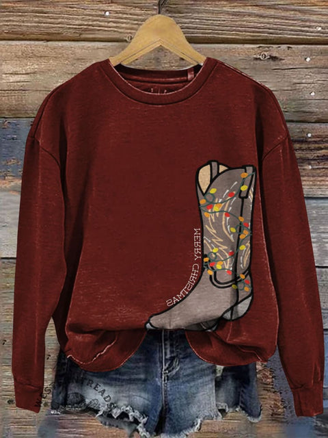 Christmas Art Prints Casual Cotton Sweatshirt
