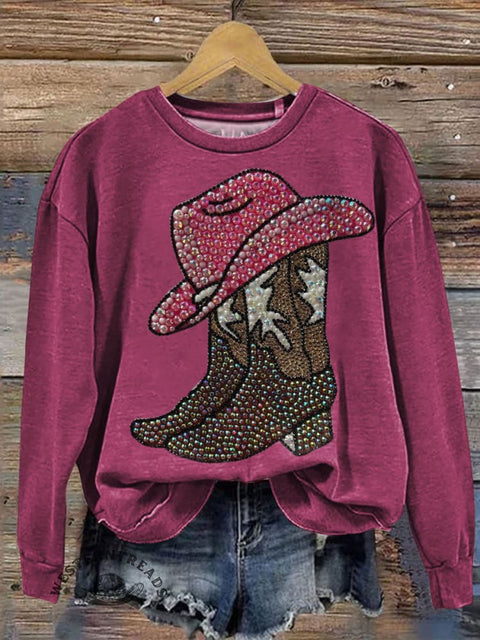 Boots Art Prints Casual Cotton Sweatshirt