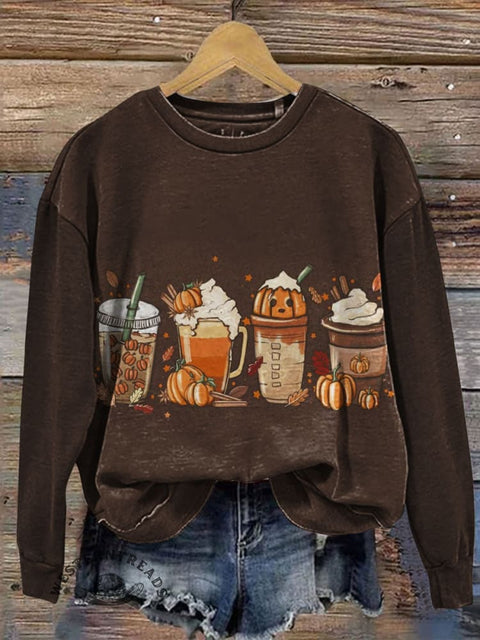 Fall Art Prints Casual Cotton Sweatshirt