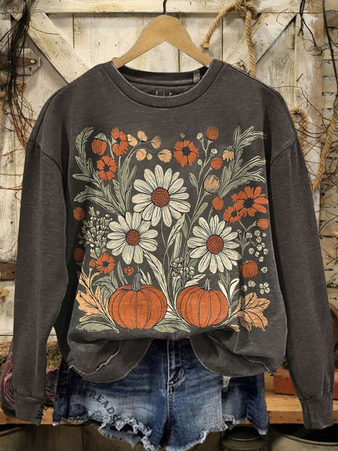 Pumpkin Art Prints Casual Cotton Sweatshirt