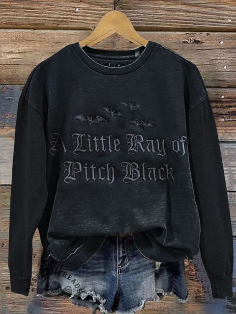 A Little Ray of Pitch Black Prints Casual Cotton Sweatshirt