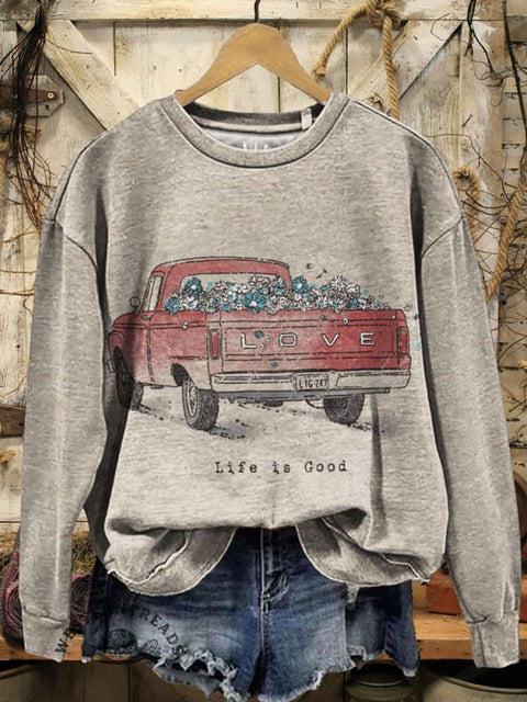 Life is Good Prints Casual Cotton Sweatshirt