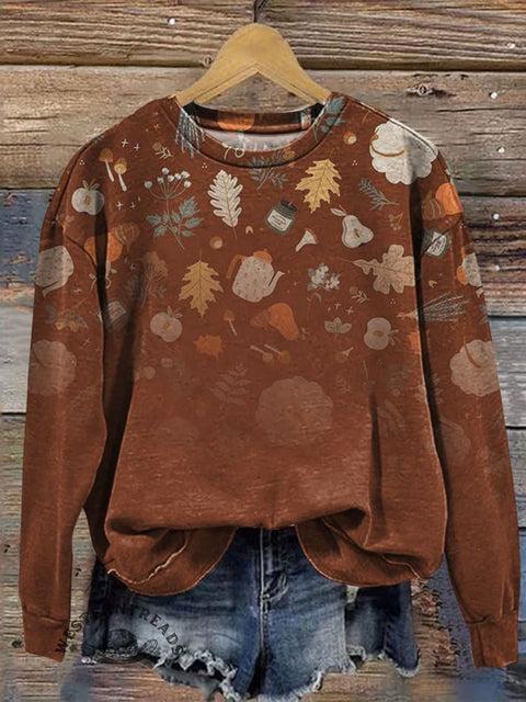 Fall Art Prints Casual Cotton Sweatshirt