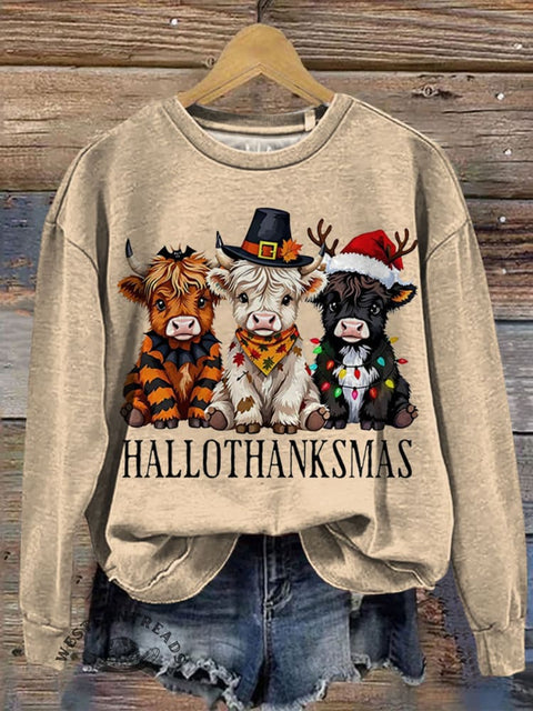 Hallothanksmas Art Prints Casual Cotton Sweatshirt