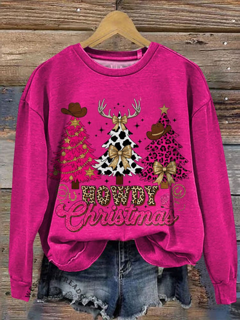 Western Christmas Art Prints Casual Cotton Sweatshirt