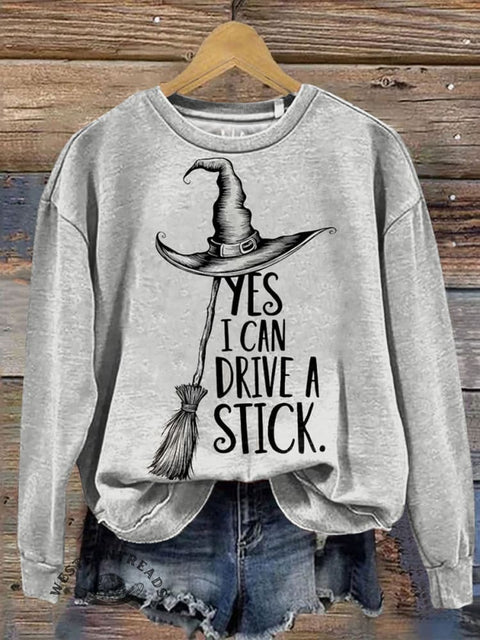 Halloween Witch Art Prints Casual Cotton Sweatshirt