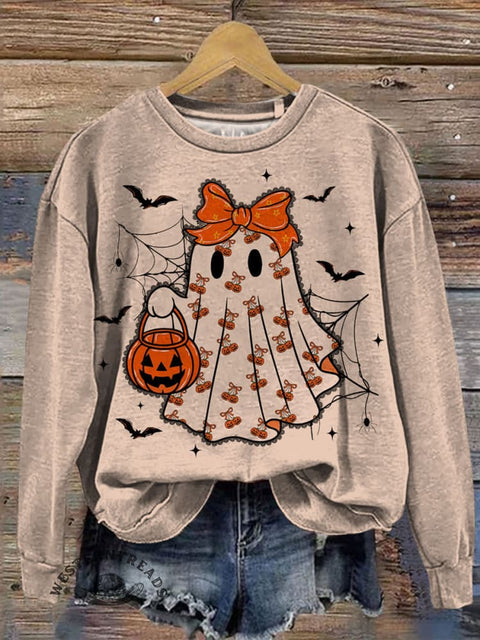 Halloween Ghost Art Prints Casual Cotton Sweatshirt