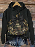 Camouflage Pumpkin Art Prints Casual Cotton Sweatshirt
