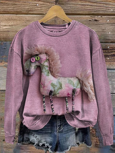 Horse Art Prints Casual Cotton Sweatshirt