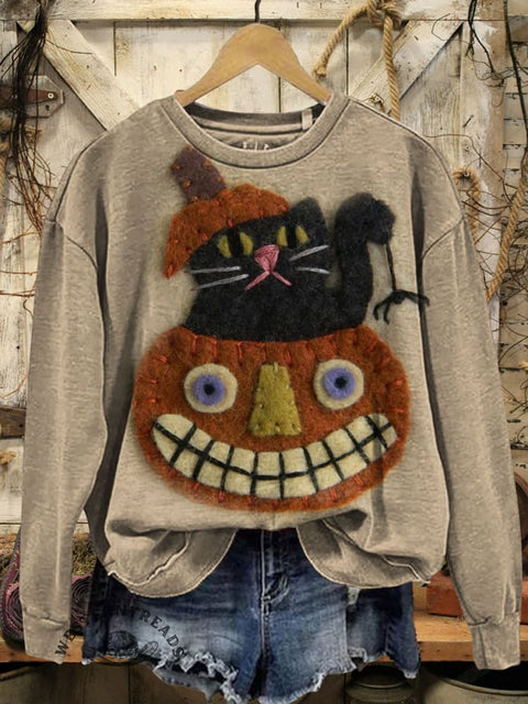 Halloween Art Prints Casual Cotton Sweatshirt