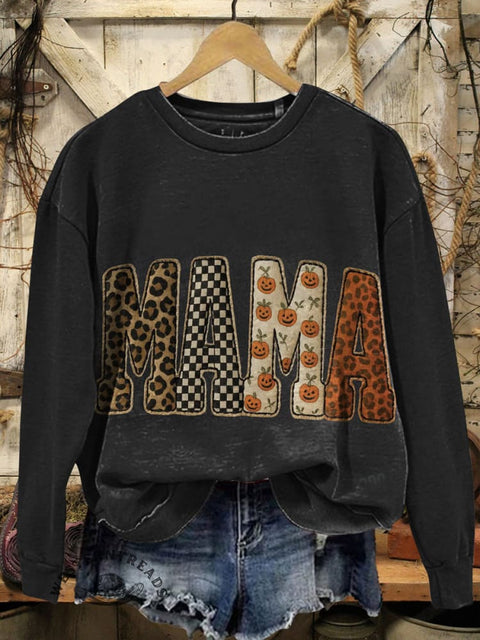 Halloween Mama Prints Casual Cotton Sweatshirt