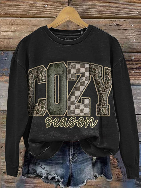 Cozy Season Prints Casual Cotton Sweatshirt