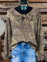 Women's Vintage Floral Print Casual Sweater