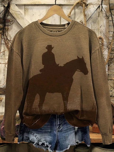 Western Cowboys Prints Casual Cotton Sweatshirt