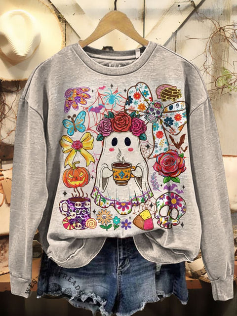 Ghost Prints Casual Cotton Sweatshirt
