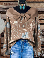 Women's Vintage Floral Print Casual Sweater