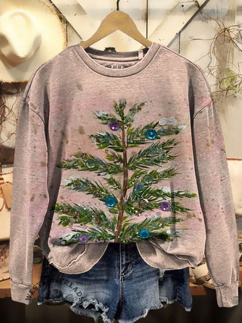 Christmas Prints Casual Cotton Sweatshirt