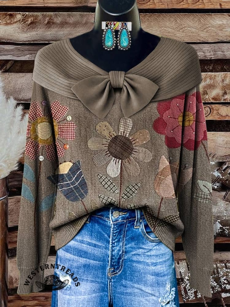 🔥Hot Sale🔥Vintage Floral Print Casual Cotton Sweatshirt